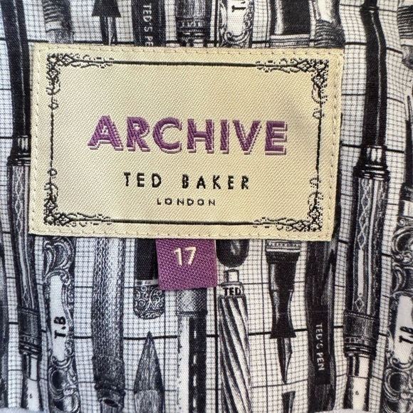 Ted Baker London Archive Men’s Shirt Sz 17 Button Front Blue Floral Long Sleeve - Picture 9 of 12